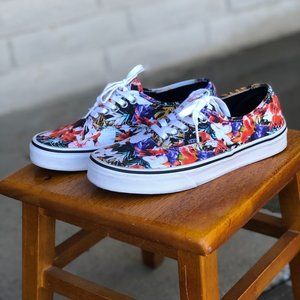 low top flower/tropic print van shoes
